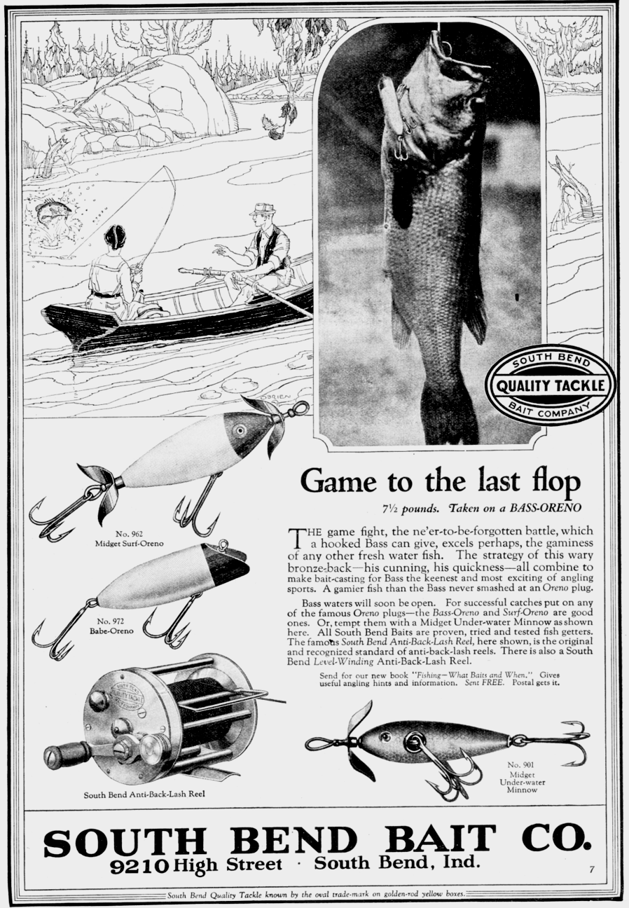 South Bend Tacckle Company Vintage Ad